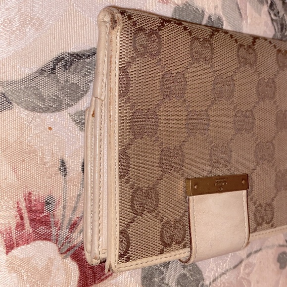 AUTHENTIC GUCCI GG DOUBLE SNAP CANVAS & LEATHER WALLET - Picture 4 of 11